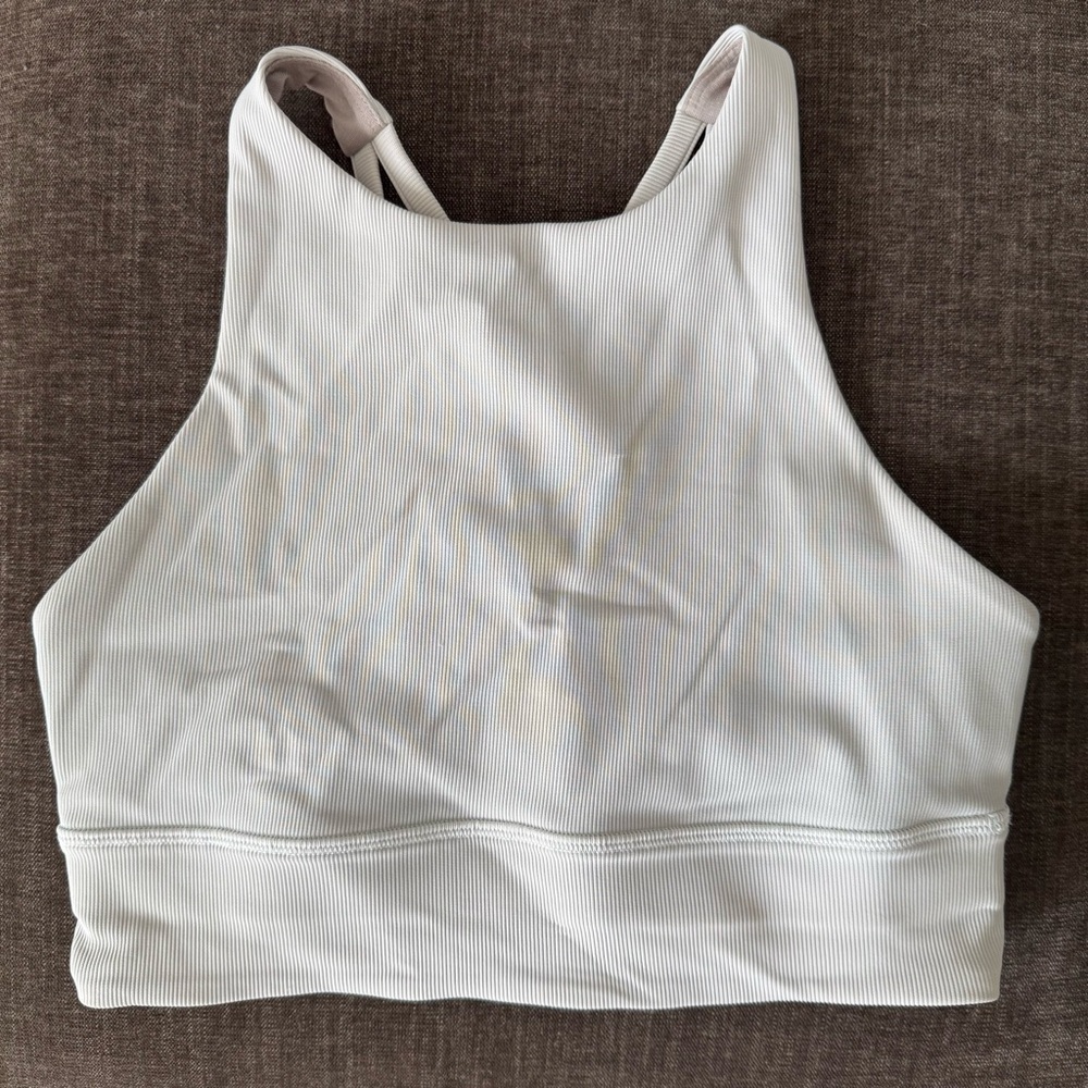 lululemon athletica White Ribbed High-Neck Sports Bra